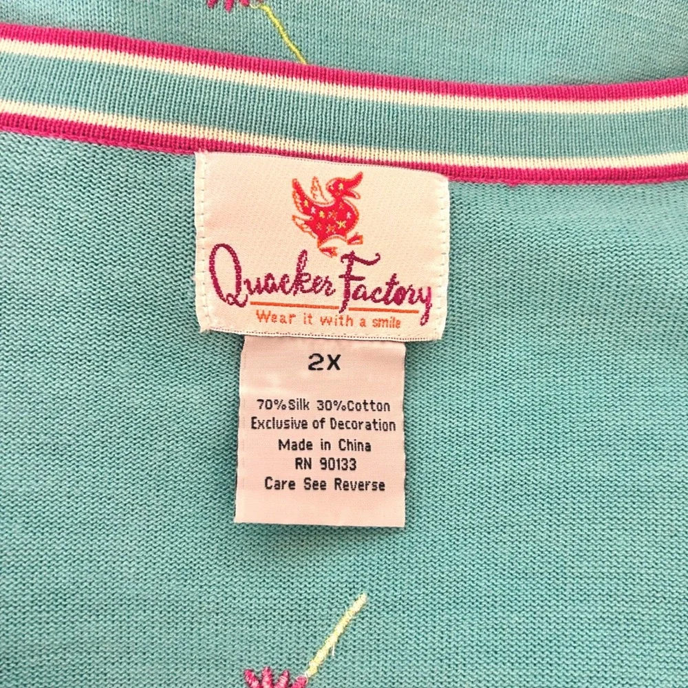 Quacker Factory Vintage Embroidered Sweater Tank Cardigan‎ Set 2X Silk Cotton - Picture 6 of 9